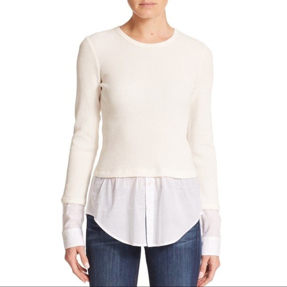 Theory Mikaela Layered Top in Cream/White Size Small